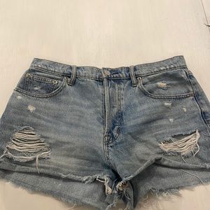Gap, High Waisted Distressed Denim Shorts, Size 28